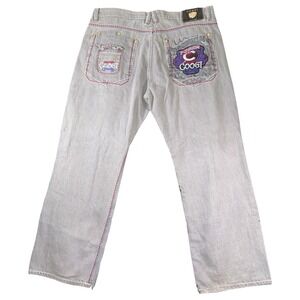 Coogi Jeans Mens 42x35 Gray Premium Colors Embroidered Back Pockets Baggy Y2K
